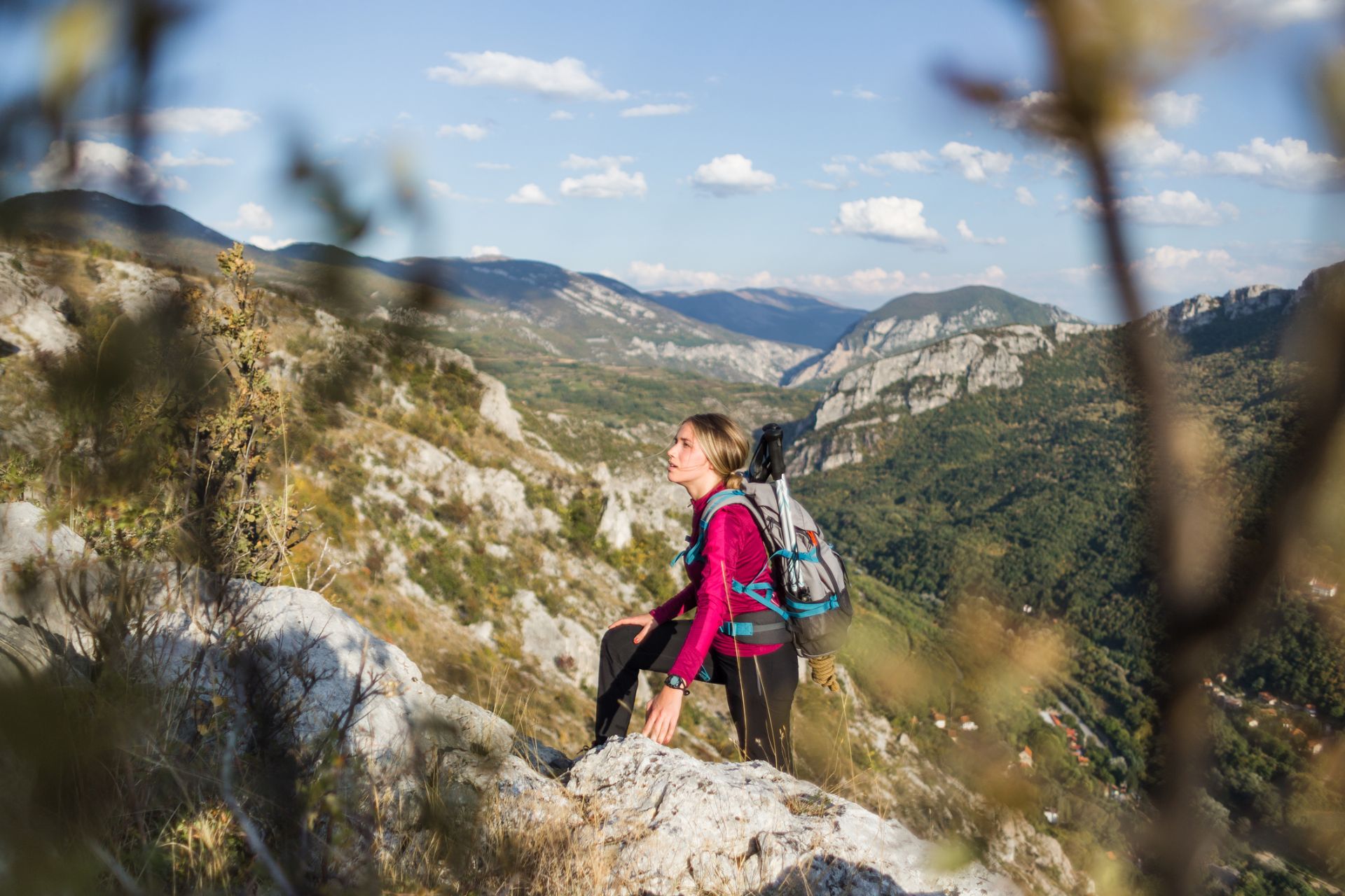 Lady Hiking on a Mountain